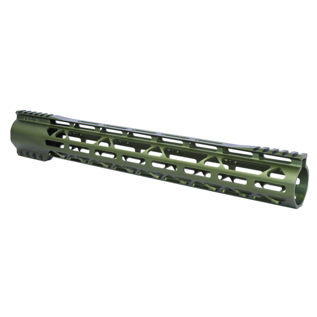 Guntec USA AR-308 15 AIR-LOK Series M-LOK Compression Free Floating Handguard With Monolithic Top Rail Gen 2 Anodized Green - Guntec USA