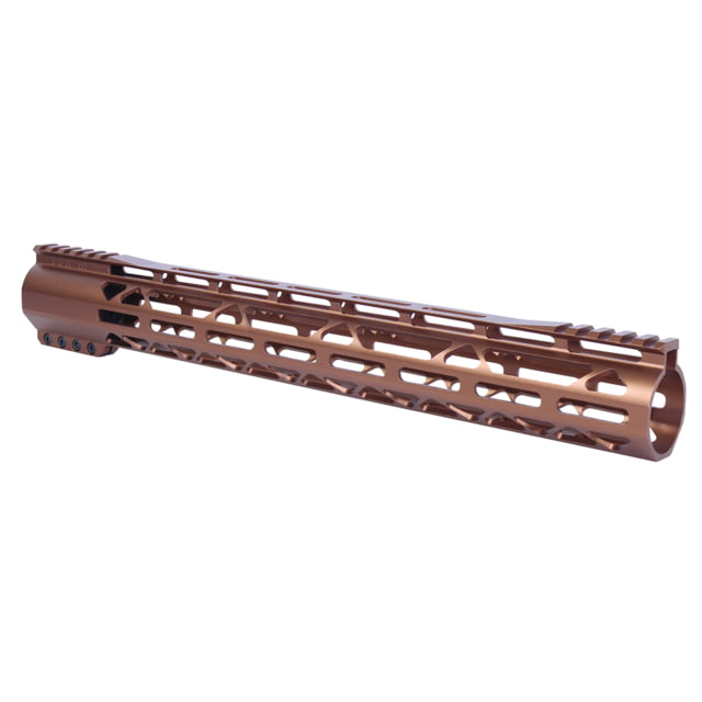 Guntec USA AR-308 15in AIR-LOK Series M-LOK Compression Free Floating Handguard With Monolithic Top Rail Gen 2 Anodized Bronze - Guntec USA