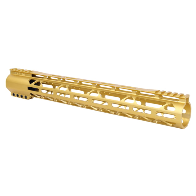 Guntec USA AR-308 15in AIR-LOK Series M-LOK Compression Free Floating Handguard With Monolithic Top Rail Gen 2 Anodized Gold - Guntec Usa