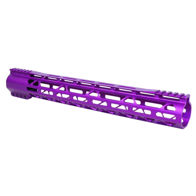 Guntec USA AR-308 15in AIR-LOK Series M-LOK Compression Free Floating Handguard With Monolithic Top Rail Gen 2 Anodized Purple - Guntec USA
