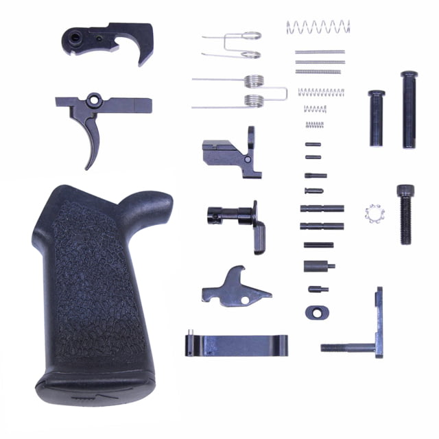 Guntec USA AR .308 Complete Lower Parts Kit w/Ergonomic Rubber Pistol Grip, LPK-GRIP-308