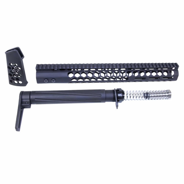 Guntec USA AR .308 Honeycomb Series Complete Furniture Set Black - Guntec Usa