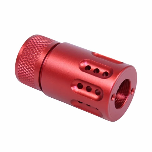 Guntec USA AR .308 Mini Slip Over Barrel Shroud w/Multi Port Muzzle Brake Red - Guntec Usa