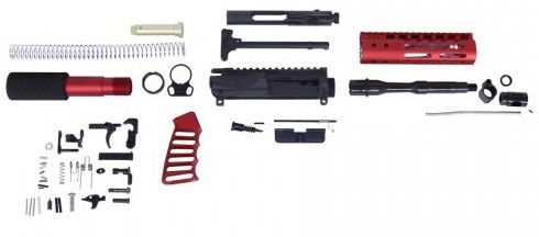 Guntec USA AR-15 5.56 Complete Ultralight Series Pistol Kit No Lower Red - Guntec Usa