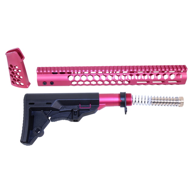 Guntec USA AR-15 Honeycomb Series Complete Furniture Set Anodized Rose - Guntec USA