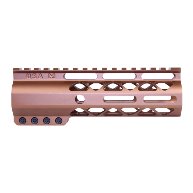 Guntec USA AIR-LOK Series AR-15 M-LOK Compression Free Floating Handguard w/ Monolithic Top Rail 6.75in Anodized Bronze - Guntec USA