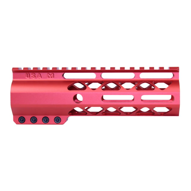 Guntec USA AIR-LOK Series AR-15 M-LOK Compression Free Floating Handguard w/ Monolithic Top Rail 6.75in Anodized Red - Guntec USA