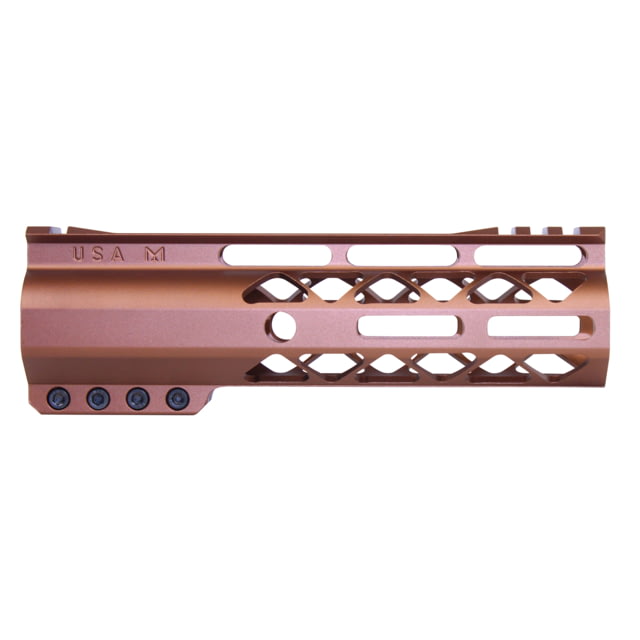 Guntec USA AIR-LOK Series AR-15 M-LOK Compression Free Floating Handguard w/ Monolithic Top Rail Gen 2 7in Anodized Bronze - Guntec USA