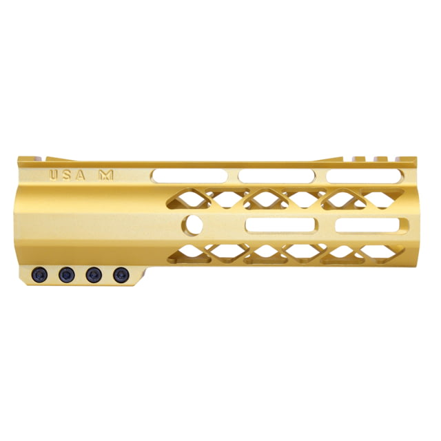 Guntec USA AIR-LOK Series AR-15 M-LOK Compression Free Floating Handguard w/ Monolithic Top Rail Gen 2 7in Anodized Gold - Guntec USA
