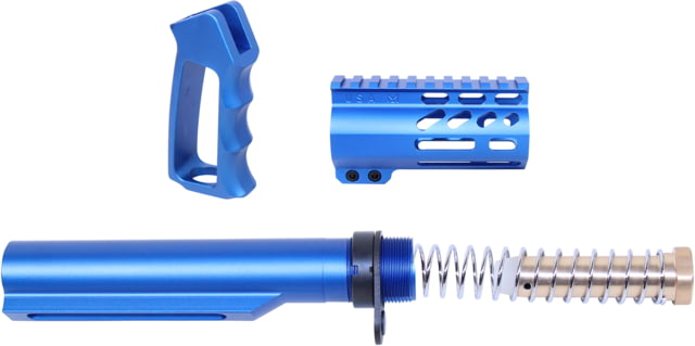 Guntec USA AR-15 M-LOK Micro Pistol Furniture Set 15in w/ Milspec Buffer Tube Blue - Guntec Usa