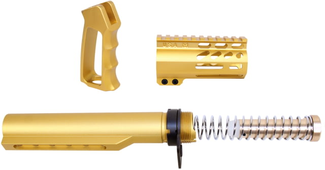 Guntec USA AR-15 M-LOK Micro Pistol Furniture Set 15in w/ Milspec Buffer Tube Gold - Guntec Usa