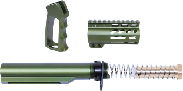 Guntec USA AR-15 M-LOK Micro Pistol Furniture Set 15in w/ Milspec Buffer Tube Green - Guntec Usa