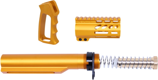 Guntec USA AR-15 M-LOK Micro Pistol Furniture Set 15in w/ Milspec Buffer Tube Orange - Guntec Usa