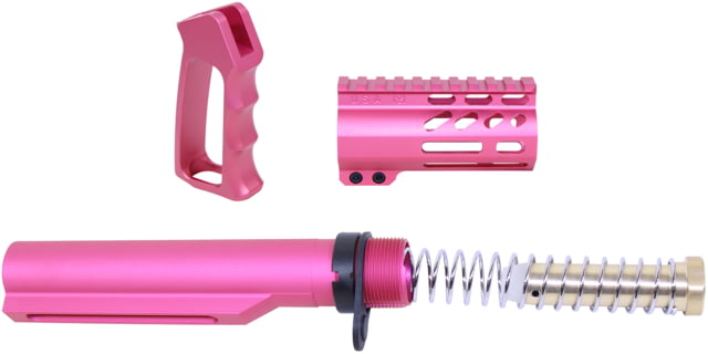 Guntec USA AR-15 M-LOK Micro Pistol Furniture Set 15in w/ Milspec Buffer Tube Pink