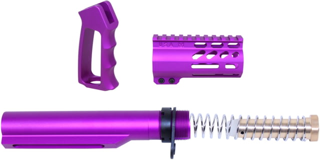 Guntec USA AR-15 M-LOK Micro Pistol Furniture Set 15in w/ Milspec Buffer Tube Purple - Guntec Usa