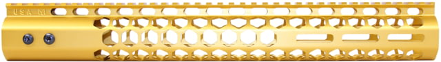 Guntec USA Honeycomb M-LOK Free Floating Handguard With Monolithic Top Rail 15in Anodized Gold - Guntec Usa