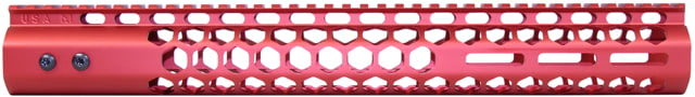 Guntec USA Honeycomb M-LOK Free Floating Handguard With Monolithic Top Rail 15in Anodized Red - Guntec Usa