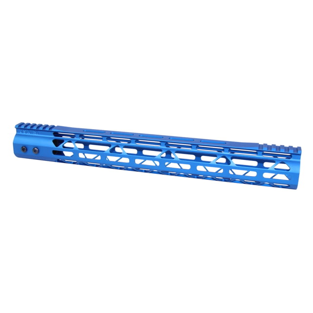 Guntec USA MOD LITE Skeletonized Series M-LOK Free Floating Handguard w/ Monolithic Top Rail 15in Anodized Blue - Guntec Usa