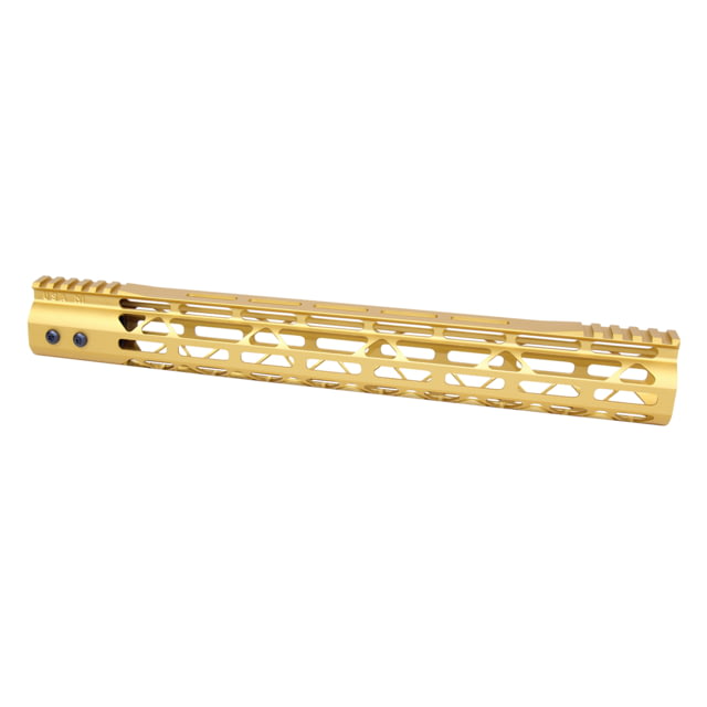 Guntec USA MOD LITE Skeletonized Series M-LOK Free Floating Handguard w/ Monolithic Top Rail 15in Anodized Gold - Guntec Usa