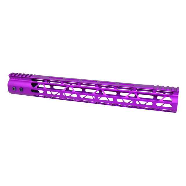 Guntec USA MOD LITE Skeletonized Series M-LOK Free Floating Handguard w/ Monolithic Top Rail 15in Anodized Purple - Guntec Usa