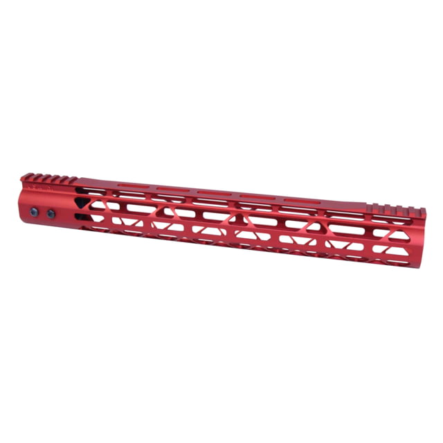 Guntec USA MOD LITE Skeletonized Series M-LOK Free Floating Handguard w/ Monolithic Top Rail 15in Anodized Red - Guntec Usa