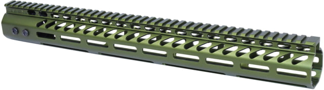 Guntec USA Ultra Lightweight Thin M-LOK Free Floating Handguard w/ Monolithic Top Rail .308 Caliber 16.5in Anodized Green - Guntec Usa
