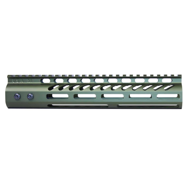 Guntec USA Ultra Lightweight Thin M-LOK System Free Floating Handguard w/Monolithic Top Rail 10in Green - Guntec Usa