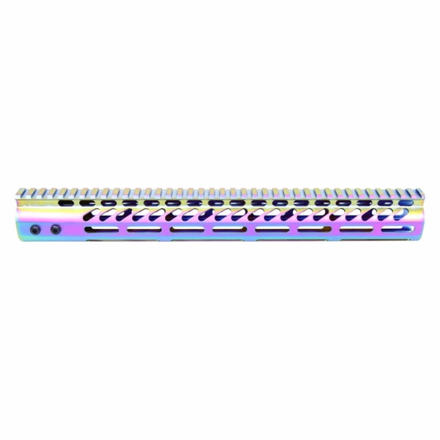 Guntec USA Ultra Lightweight Thin M-LOK System Free Floating Handguard w/Monolithic Top Rail 15in MATTE RAINBOW PVD COATED - Guntec Usa