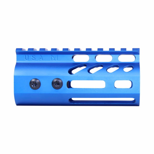 Guntec USA Ultra Lightweight Thin M-LOK System Free Floating Handguard w/Monolithic Top Rail 4in Blue - Guntec Usa