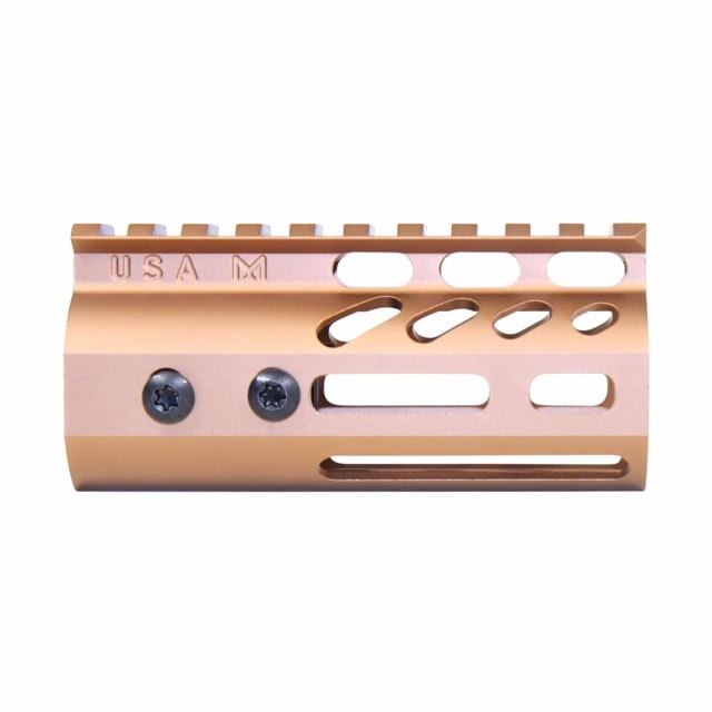 Guntec USA Ultra Lightweight Thin M-LOK System Free Floating Handguard w/Monolithic Top Rail 4in Bronze - Guntec Usa