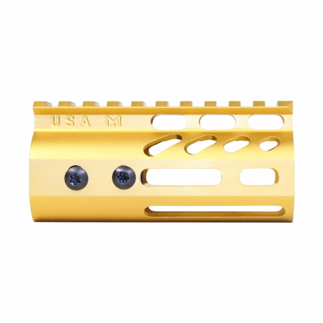 Guntec USA Ultra Lightweight Thin M-LOK System Free Floating Handguard w/Monolithic Top Rail 4in Gold - Guntec Usa