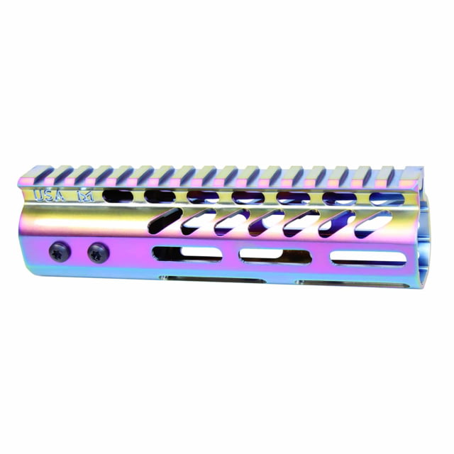Guntec USA Ultra Lightweight Thin M-LOK System Free Floating Handguard w/Monolithic Top Rail 7in MATTE RAINBOW PVD COATED - Guntec Usa