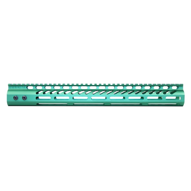 Guntec USA Ultra Lightweight Thin M-LOK System Free Floating Handguard With Monolithic Top Rail Anodized Irish Green 15in - Guntec Usa
