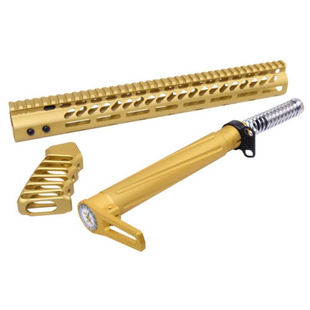 Guntec USA AR-15 Ultralight Complete Furniture Set 15in Anodized Gold - Guntec Usa