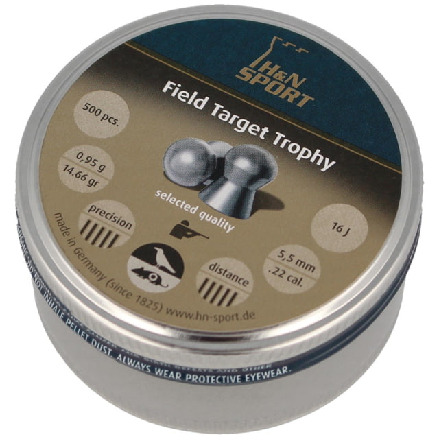 H&N Sport Field Target Trophy .22 Caliber 14.46 Grain Air Rifle Pellets 500 Rounds Silver Small - H&N Sport