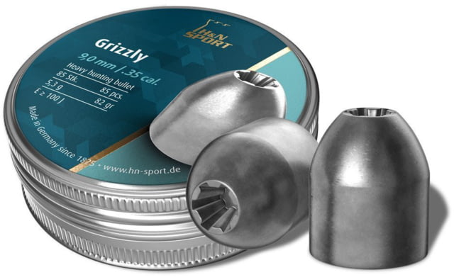 H&N Sport Grizzly .35 Caliber 82 Grain Air Rifle Pellets 85 Rounds Silver Small - H&N Sport