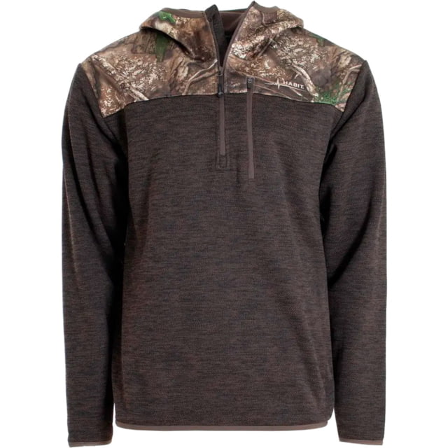 Habit Men's 1/4 Zip Hooded Fleece Pullover - Men's Medium Realtree APX/Turkish Coffee 1409608