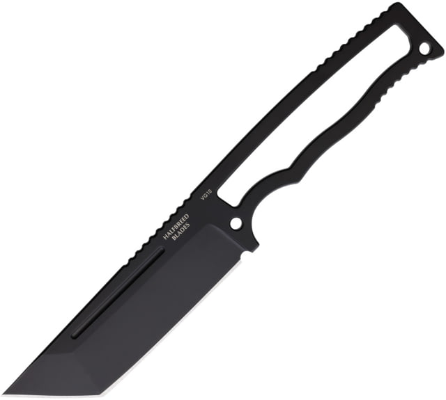 Halfbreed Blades Compact Field PVD Tanto Fixed Blade Knife 8.13in Overall 4in Black PVD VG-10 Stainless Tanto Blade Skeletonized Handle Plastic Sheath