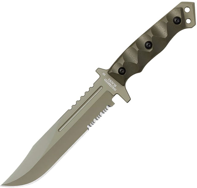 Halfbreed Blades Gen-2 Large Infantry Knife 6.89in Bohler K110 Teflon Partially Serrated Clip Point Blade OD Green G10 Handle LIK-01 GEN II ODG