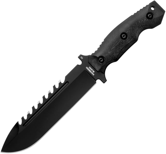 Halfbreed Blades Large Survival Knife Black 6.88" black Teflon coated sawback K110 tool steel Black G10 handle LSK-01 BLK - Halfbreed Blades