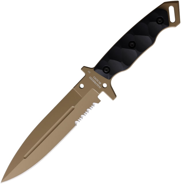 Halfbreed Blades Medium Infantry Fixed Blade Knife 11.63in Overall 6.5in Dark Earth Teflon Partially Serrated K110 Tool Steel Spear Point Blade Black