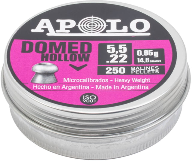 Apolo .22 Domed Hollow Air Rifle Pellets 14.6 Grain 250 Pack