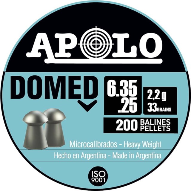Apolo .25 Domed Air Rifle Pellets 33 Grain 200 Pack - Apolo