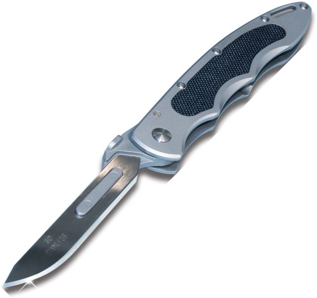 Havalon Piranta-Original Quick-Change Folding Knife 2.75in Stainless Skinner Blade Clampack Silver/Black - Havalon