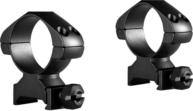 Hawke Sport Optics Precision Steel 30mm Rings Weaver 30mm w/ Nut - 2-Pieces High Black - Hawke Sport Optics