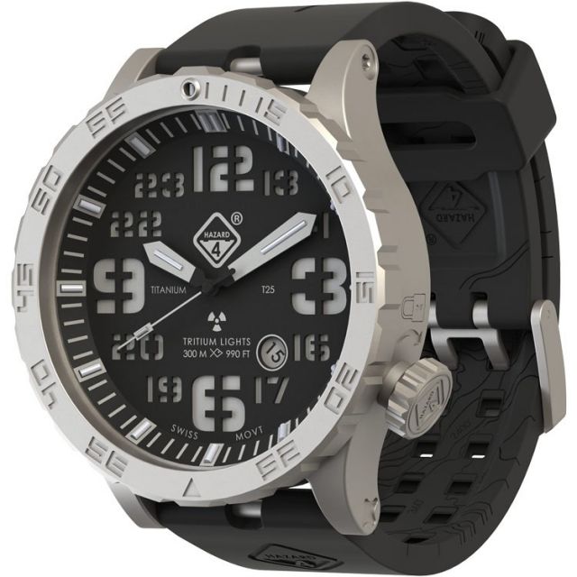 Hazard 4 Heavy Water Diver BlackTie B Bracelet Unisex Analog Watch 50mm Silver Ti Bracelet Nylon - Hazard 4