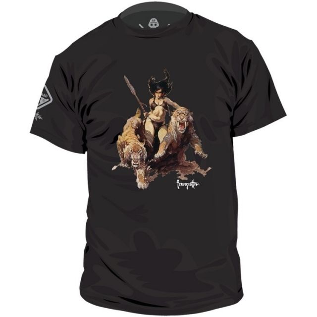 Hazard 4 Huntress T-Shirt by Frank Frazetta - Men's Black 2XL - Hazard 4