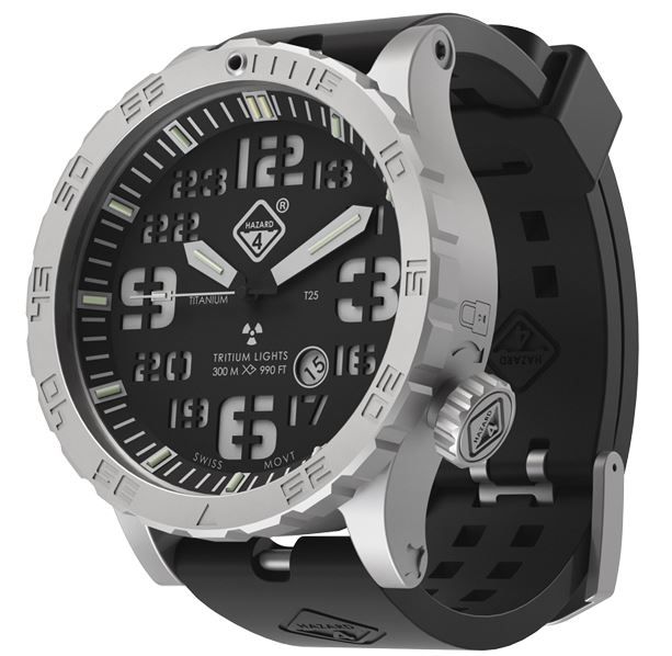Hazard 4 Heavy Water Diver BlackTie A Unisex Analog Watch Tritium 50mm Black Nylon