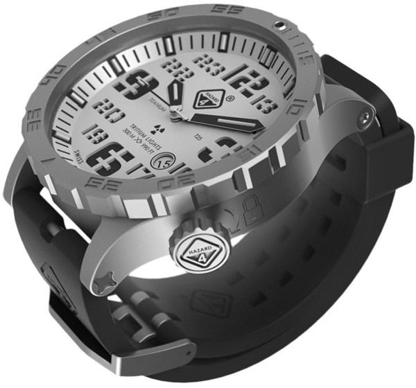 Hazard 4 Heavy Water Diver Snowfield B Unisex Analog Watch 50mm Silver