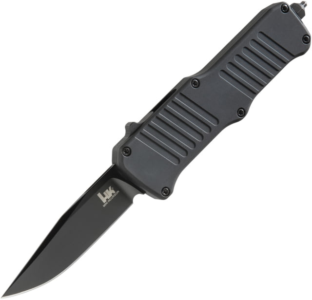 Heckler & Koch Auto Hk Mini Incursion OTF Automatic Folding Knives w/ Glass breaker 3in Black PVD Coated 154CM Stainless Clip Point Blade Black - Heckler & Koch